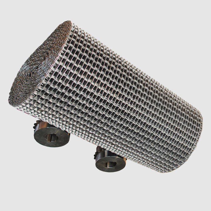 Stainless-steel 'Great Wall' honeycomb flat-strip mesh belt (supplier-labelled, higher-res) (third-party reference photo)